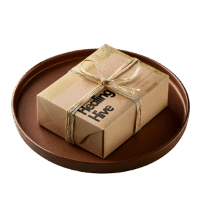 Cold-processed soap with coconut slices and wooden tray