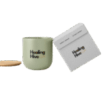 Natural candles with dried herbs and eco-friendly packaging